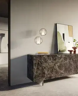 Komody DELIFE Komoda Cuor 180 cm keramika emperador extra leštená tmavohnedá 2 dvierka 3 zásuvky podstava závesná akrylové sklo