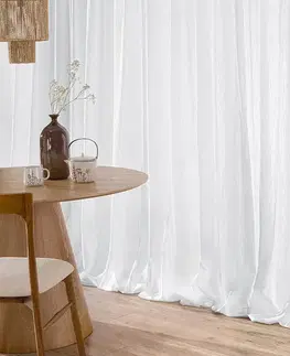 Závesy hotové Záves na riasiacej páske polopriehľadný biely 140 x 280 cm 1 ks.