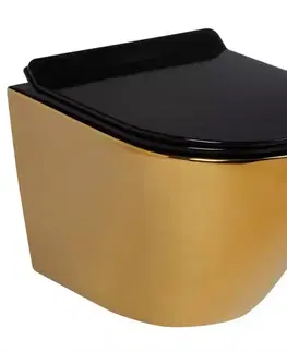 Sanitárna keramika Závesná WC misa Alice II Slim gold/black s sedátkom