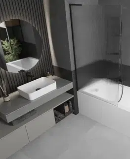 Sprchové dvere MEXEN/S - Next L vaňová zástena FIX 90 x 150, prúžky, čierna 895-090-000-03-09-70