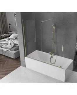 Sprchové dvere MEXEN/S - Velar Dvojkrídlová posuvná vaňová zástena 170 x 150, transparent, zlatá 896-170-000-01-50