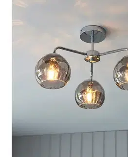 Svietidlá Endon 97971 - Prisadený luster DIMPLE 3xE14/25W/230V lesklý chróm/dymovo šedá 97971