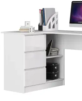 Písacie stoly Moderný písací stôl SCYL155L, biely/biely lesk