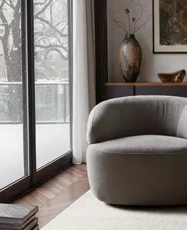 Lounge kreslá DELIFE Lounge kreslo Nova 88x88 cm štruktúrovaná látka mäkký sivá
