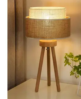Lampy  - Stolná lampa YUTE BOHO 1xE27/15W/230V pr. 25 cm hnedá/krémová 603775