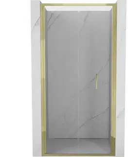 Sprchovacie kúty MEXEN - Exo skladacie sprchové dvere 90, transparent, zlatá 816-090-000-50-00