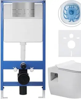 Záchody CERANO - Kompletný WC set Profi/Dure - biela lesklá - WC tlačidlo Line/Nerez - predstenová inštalácia - 51x35 CER-8050BD84291