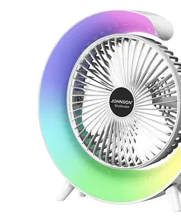 Ventilátory JOHNSON-LED RGB Dobíjateľný stolný látor MULTICOLOR 5 W / 3,7 V, 1200 mAh, priemer 14 cm, biela 8008523013783