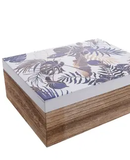 Úložné boxy Drevená krabička Tropical blue, 20 x 15 x 7,5 cm