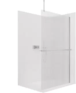 Držadlá k vani CERANO - Sprchová zástěna Walk-in Onyx Top Round L/P - 8 mm - kulatá vzpěra + polička/držák na ručníky - chrom, rýhované sklo - 80x200  CER-8050BD1671