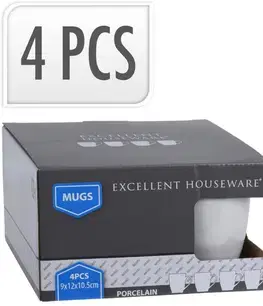 Hrnčeky, šálky, podšálky MAKRO - Šálka 380ml 4ks biela, výška 10,5cm, keramika