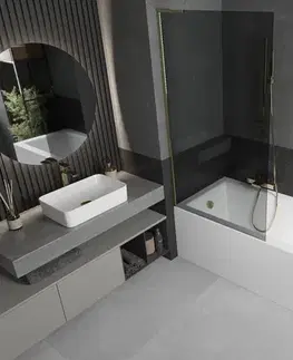 Sprchové dvere MEXEN/S - Next L vaňová zástena FIX 90 x 150, grafit, zlatá 895-090-000-03-40-50