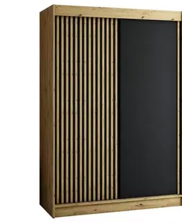 Šatníkové skrine Skriňa Lamelo 150 Dub Artisan/čierna