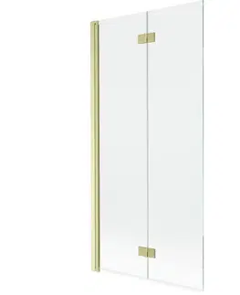 Sprchové dvere MEXEN - MIST vaňová zástena 90x150 cm 6mm 2-s, zlatá kartáčovaná, číra, ľavá 8A9-090-002-55-00-L