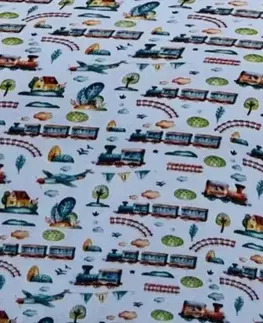 Detské obliečky Obliečky deluxe bavlnené detské Vláčik 200x140cm+90x70cm TiaHome