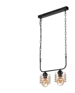 Svietidlá  Luster na reťazi MORGAN 2xE27/60W/230V čierna/medená LM-2.157/MIEDŹ