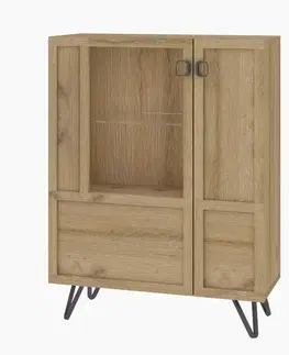 Vitríny Komoda z masívu BIMBO 15 s LED, dub divoký / artisan olej