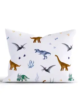 Dekoračné obliečky MKLozkoviny.sk Bavlnená obliečka na vankúš Renforcé 70 × 90 cm - Dinosaury-  -