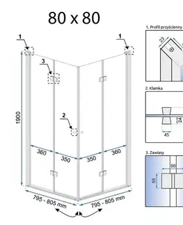 Sprchovacie kúty REA/S - Skladací sprchovací kút FOLD N2 80x80 KPL-K7443