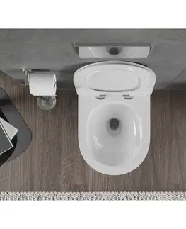 Záchody MEXEN/S - Rico Závesná WC misa Rimless Tornado vrátane sedátka s slow slim, duroplast, biela lesk 30720100T