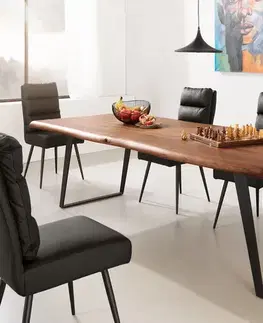 Jedálenské stoly DELIFE Jedálenský stôl Edge 260x100 XL akácia hnedá kov šikmý Live-Edge