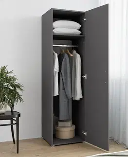 Šatníkové skrine KONDELA Romer New Typ 2 1D vešiaková skriňa grafit