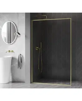 Sprchové dvere MEXEN/S - Kyoto-F Sprchová zástena WALK-IN s rámom 55 x 202, transparent 8 mm, zlato kefovaná 800-055-104-55-00