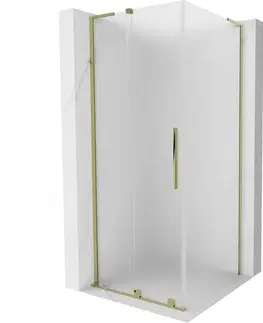 Sprchovacie kúty MEXEN/S - Velar L sprchovací kút, posuvné dvere 90 x 90, dekor, zlato 871-090-090-33-50