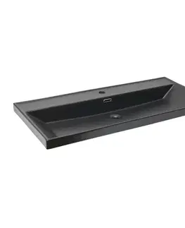 Umývadlá Nábytkové umývadlo SAT B-Way 101x46,5 cm čierna matná, otvor pre batériu uprostred SATBW10046BKM SATBW10046BKM