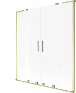 Sprchové dvere MEXEN/S - Velar L Duo dvojkrídlová posuvná vaňová zástena 150 x 150, dekor, zlatá kartáčovaná 896-150-003-32-55