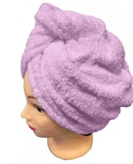 Uteráky Rýchloschnúci froté Turban na vlasy fialový TiaHome