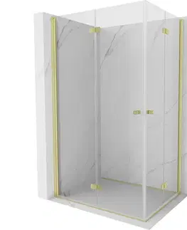 Sprchovacie kúty MEXEN/S - Mist-F Duo sprchovací kút skladacie dvere ľavá 90 x 85, transparent, zlato kefovaná 8A6-090L-085P-55-00