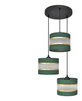 Svietidlá  Luster na lanku HELEN 3xE27/15W/230V zelená/zlatá W-KD 0801/3 BK-B +GN+GO+MAT