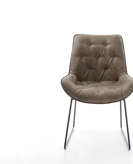 Jedálenské stoličky DELIFE Jedálenská stolička Taimi-Flex mikrovlákno taupe vintage čierna tenká podstava