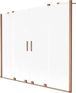 Sprchové dvere MEXEN/S - Velar Duo dvojkrídlová posuvná vaňová zástena 200 x 150 cm, dekor, meď kartáčovaná 896-200-000-32-65