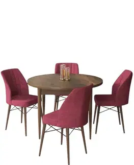 Jedálenské sety Dining Table & Chairs Set (5 Pieces) Rox - Baroque, Burgundy