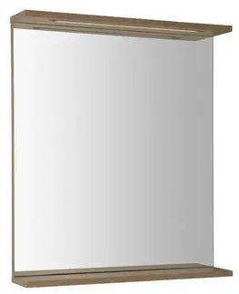 Kúpeľňové zrkadlá AQUALINE - KORIN STRIP zrkadlo s LED osvetlením 60x70x12cm, dub platin KO990S