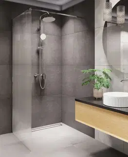 Sprchovacie kúty INVENA - Walk-in II Trend 90x200cm, ryhovaná 8mm shiny-glass, chróm AK-32-199-S