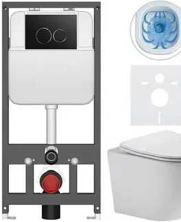 Záchody CERANO - Kompletný WC set Basic/Cesso - biela lesklá - WC tlačidlo Dualo/Čierna - závesné - predstenová inštalácia - 49x36 CER-8050BD85933