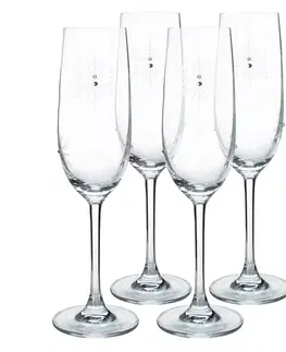 Poháre KONDELA Snowflake Champagne pohár na šampanské (4 ks) 230 ml priehľadná / biela
