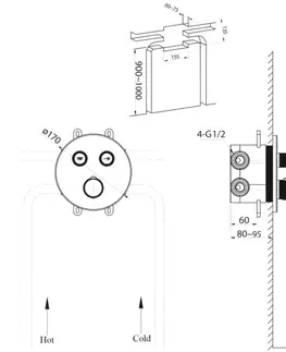 Kúpeľňové batérie SAPHO - SMART SELECT podomietková termostatická sprchová batéria, box, 2 výstupy, čierna mat RP032B