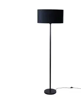 Stojace lampy Stojacia lampa čierna s oválnym zamatovým tienidlom 50 cm - Simplo