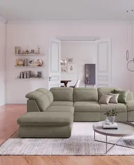 Sedacie súpravy KONDELA Loreta Roh L rohová sedačka s rozkladom a úložným priestorom hnedosivá (taupe)