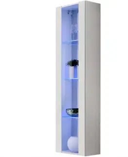 Vitríny v podkrovnom štýle Vitrína Fly 41+Sklo biely +LED