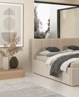 Postele Elvisia Manželská posteľ MONACO s výklopným roštom | béžová 160 x 200 cm