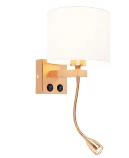 Lampy Art Deco nástenná lampa medená s bielym tienidlom - Brescia
