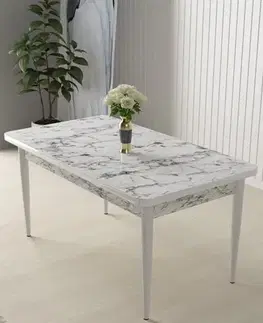 Jedálenské stoly Jedálenský stôl Nil - White Marble, White