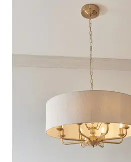 Svietidlá Endon 110727 - Luster na reťazi HIGHCLERE 8xE14/40W/230V béžová/mosadz priemer 70 cm 110727