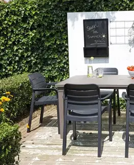 Záhradné plastové zostavy Elvisia Záhradný set HAZEL 6 + 1 | cappuccino/grafit