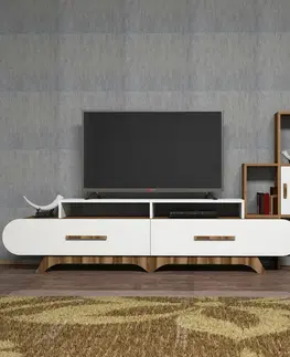Konferenčné stolíky Televízny stolík so skrinkou Flora S White and Walnut